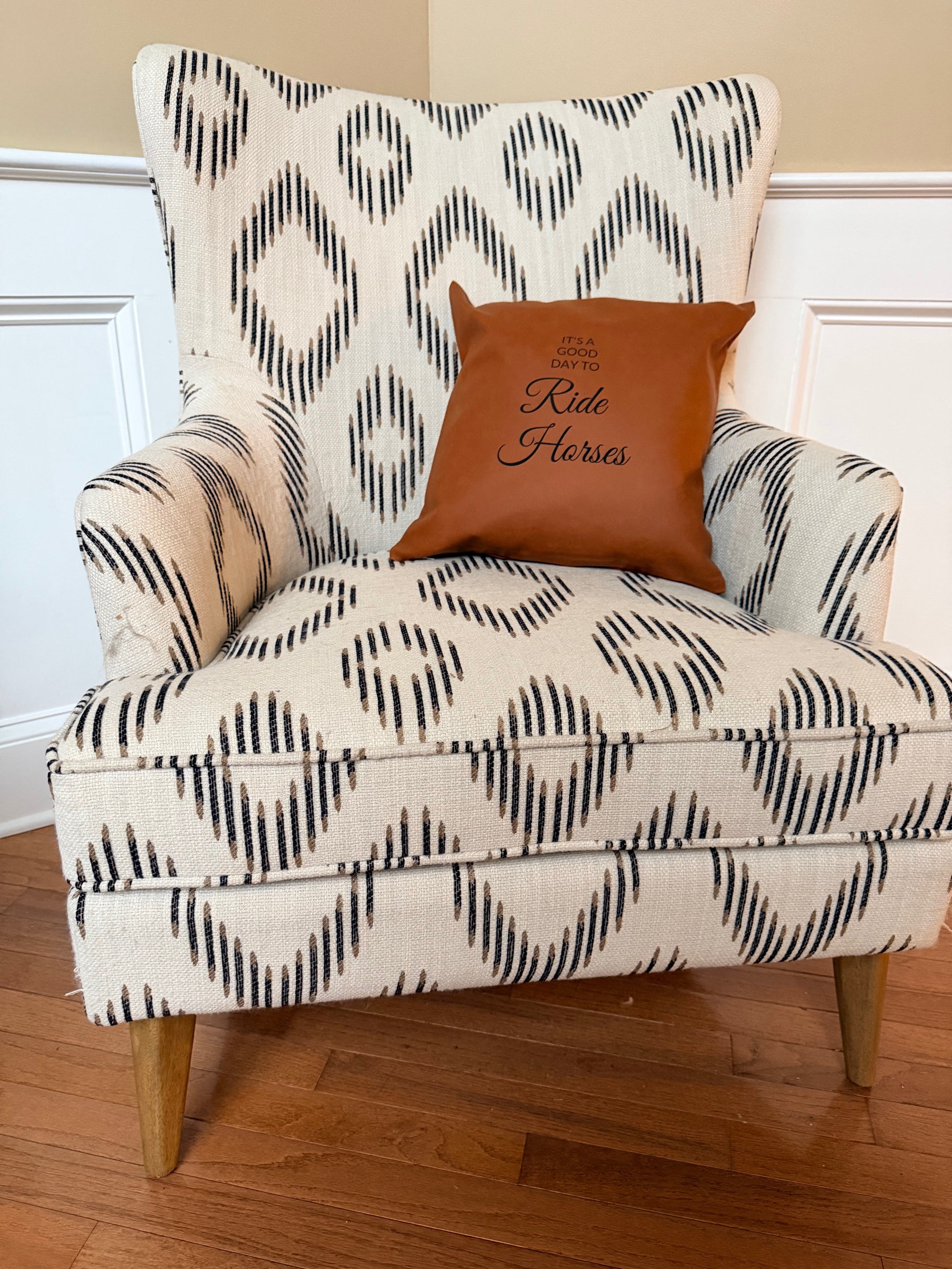 Faux Leather Pillow - Ride Horses