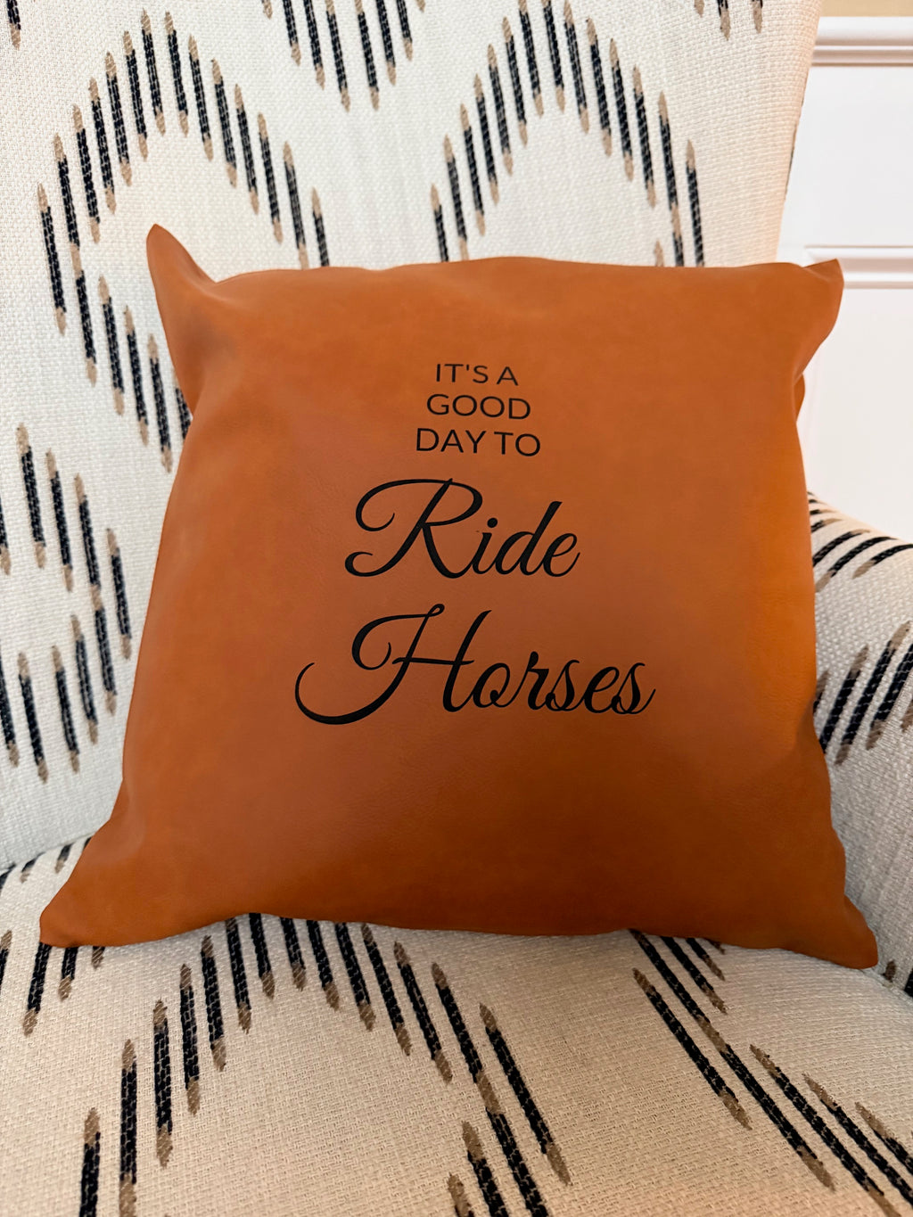 Faux Leather Pillow - Ride Horses