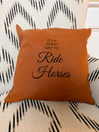 Faux Leather Pillow - Ride Horses