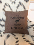 Faux Leather Pillow - Stall Rest