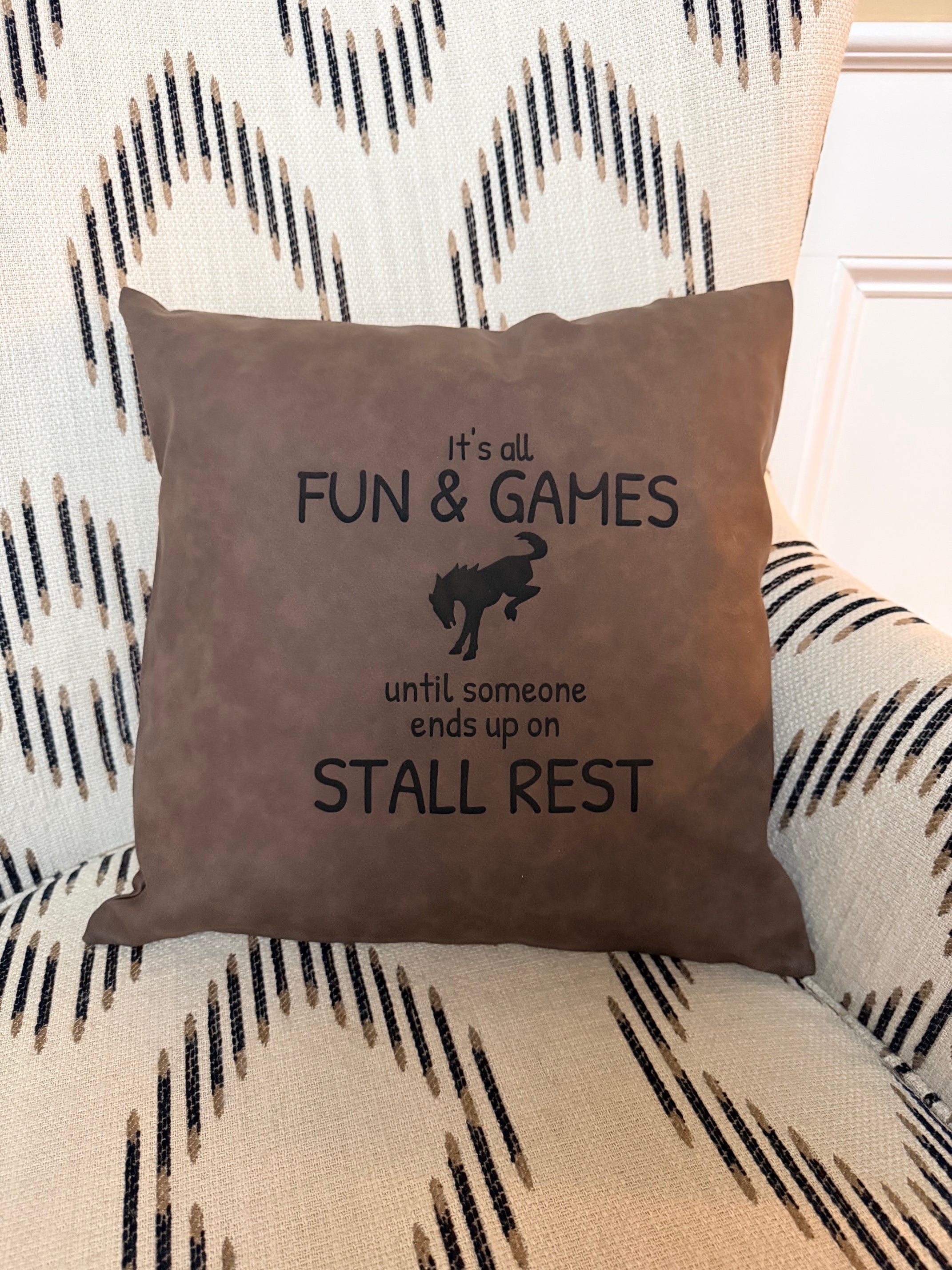 Faux Leather Pillow - Stall Rest