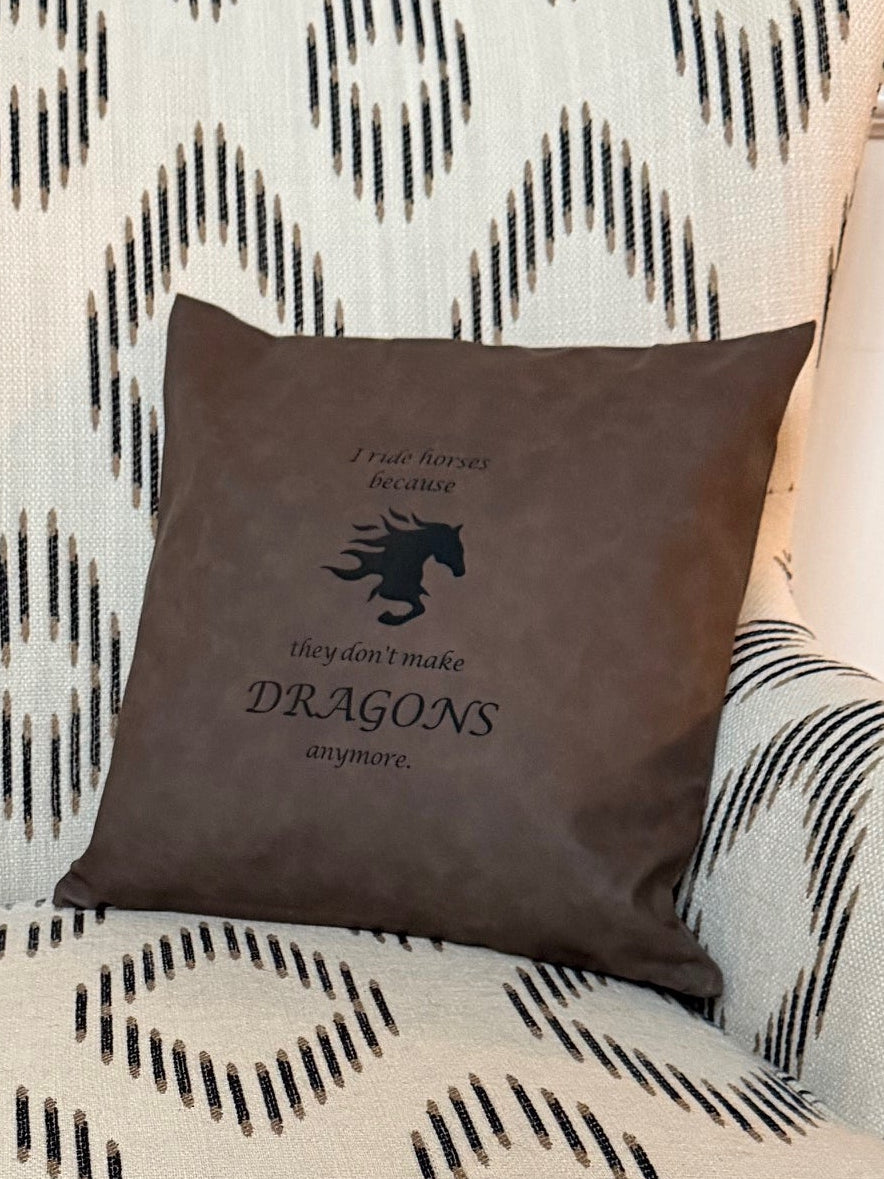 Faux Leather Pillow - Dragons